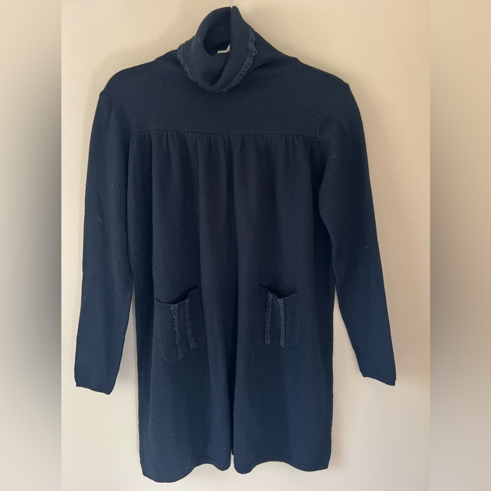 Vintage April Cornell Tunic Dress Black  Long Sleeves Blended Wool  Size XS